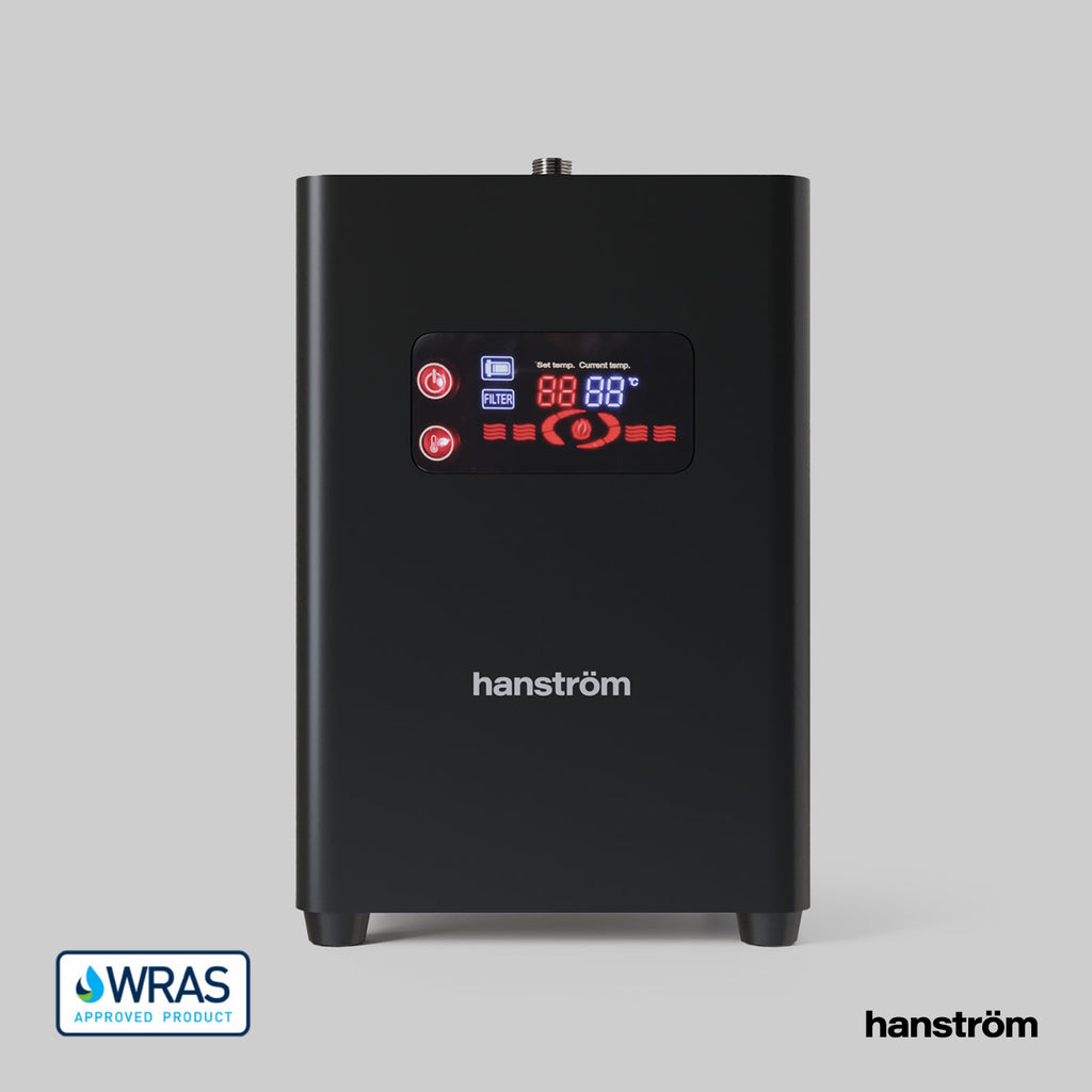 a black digital boiling water tap tank