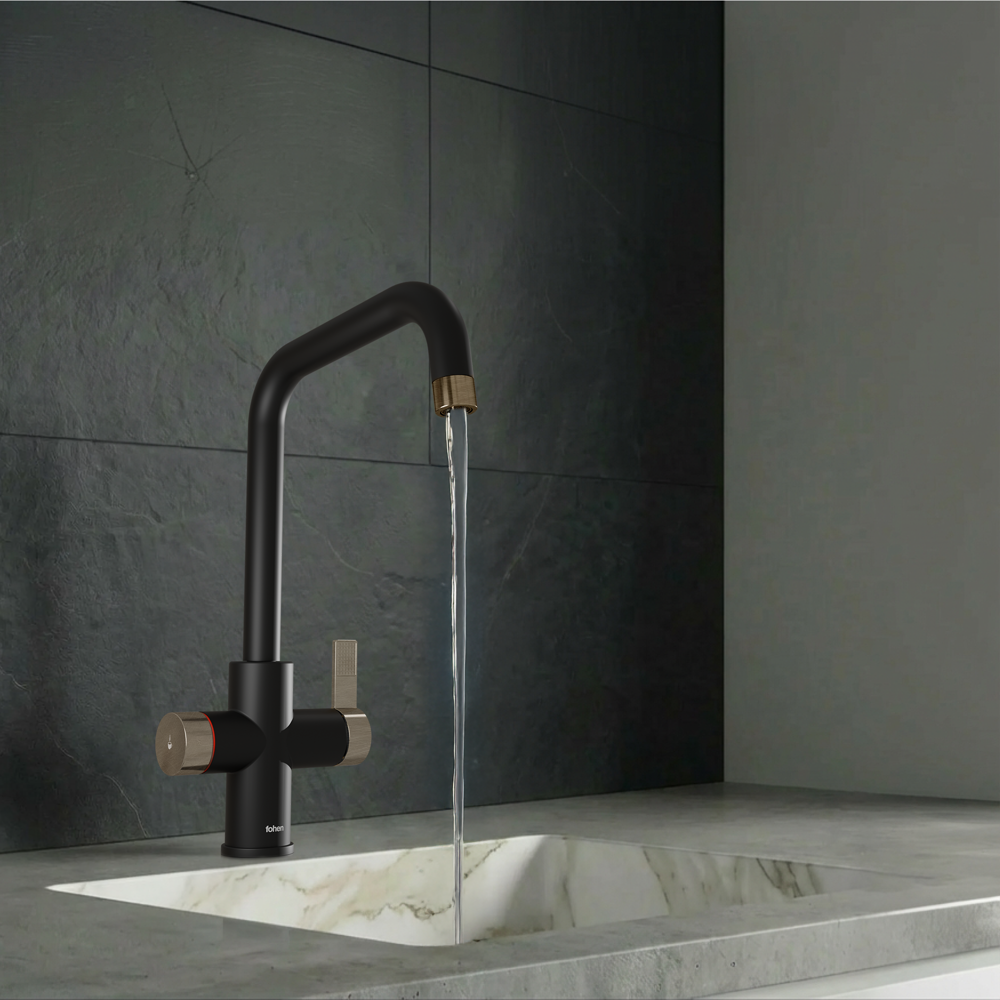 Fohen 4-in-1 Fedina - Matt Black & Patinated Brass Accents