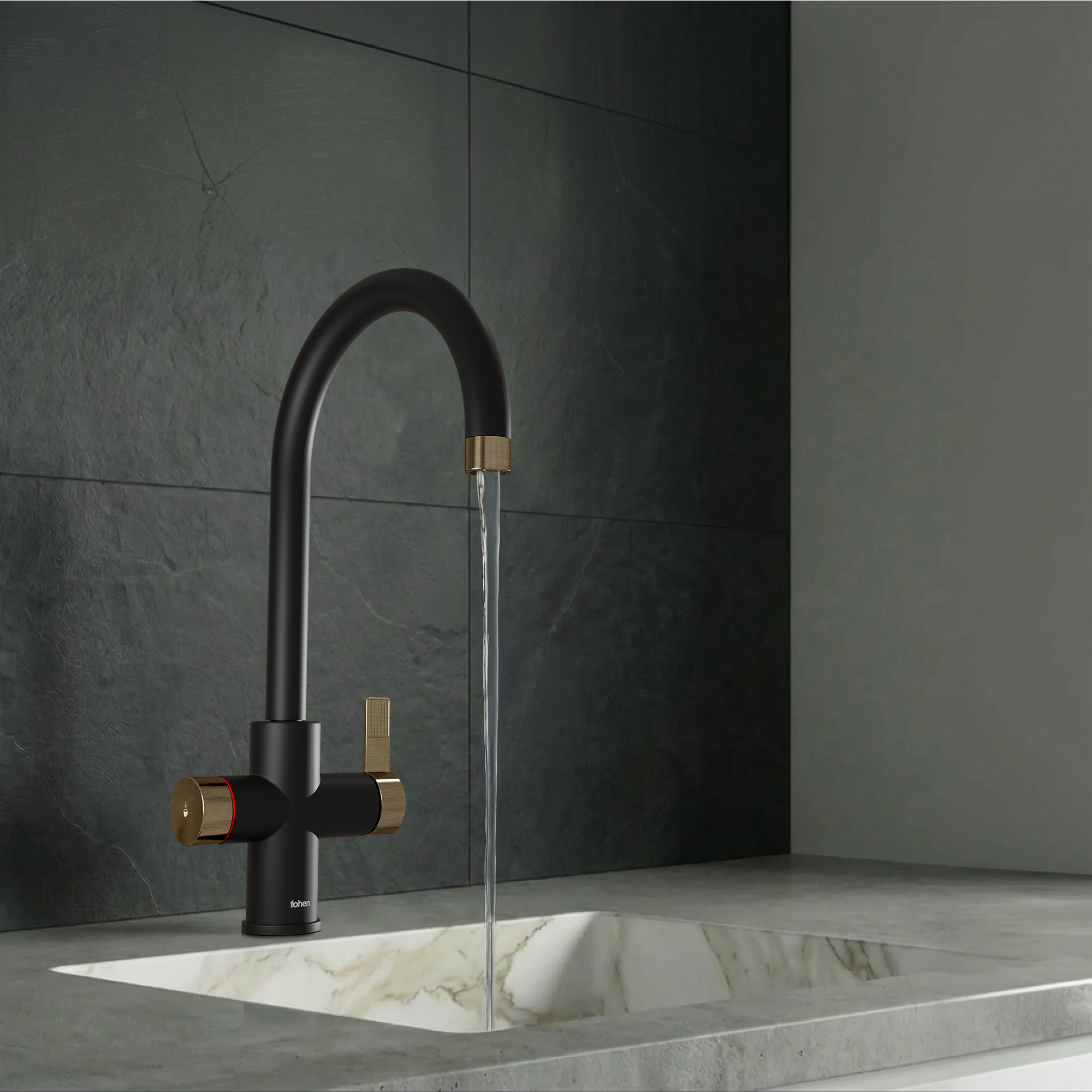 Fohen 4-in-1 Fervente - Matt Black with Patinated Brass Accents