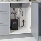 black hot water filter & tank under the sink