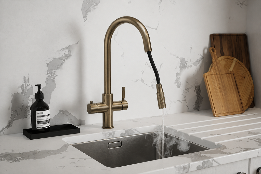 4-in-1 Hanström Flex Pro Boiling Water Tap - Antique Brass