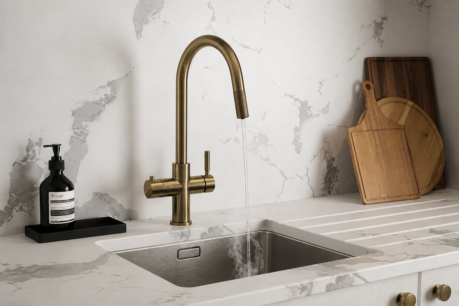 4-in-1 Hanström Flex Pro Boiling Water Tap - Antique Brass