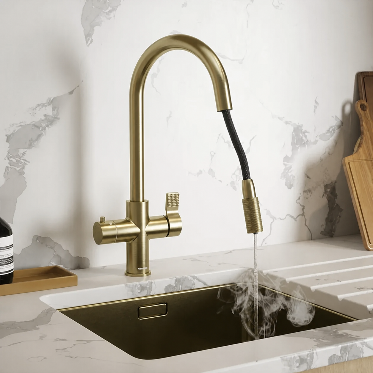 Hanström 4-in-1 Flex Pro Instant Boiling Water Tap - Brushed Brass