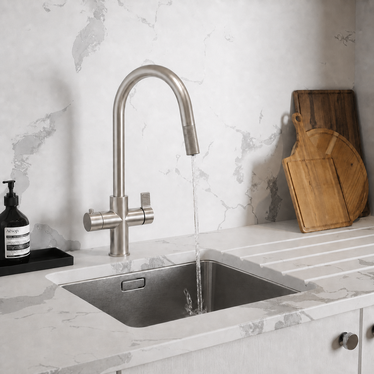 4-in-1 Hanström Flex Pro Instant Boiling Water Tap - Brushed Nickel