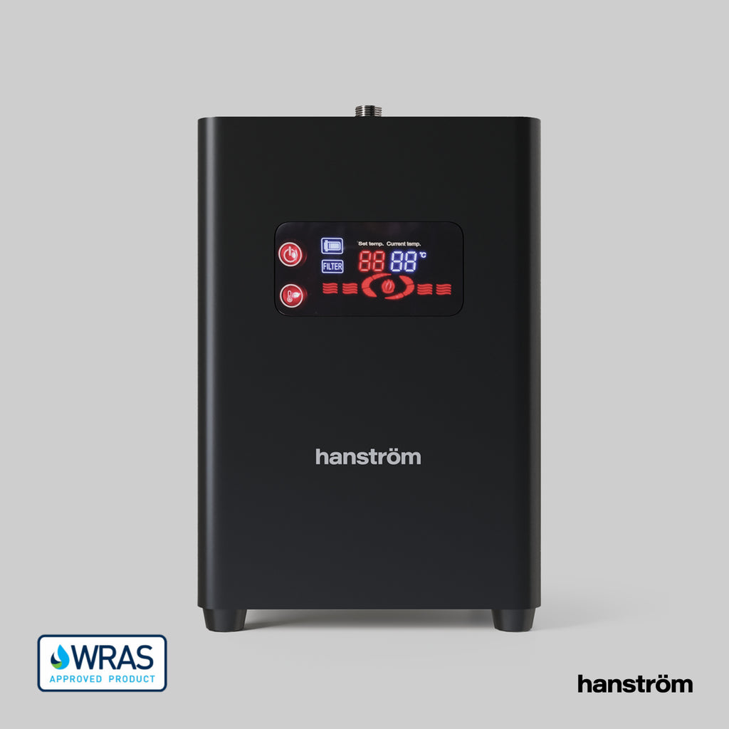 a black digital boiling water tap tank