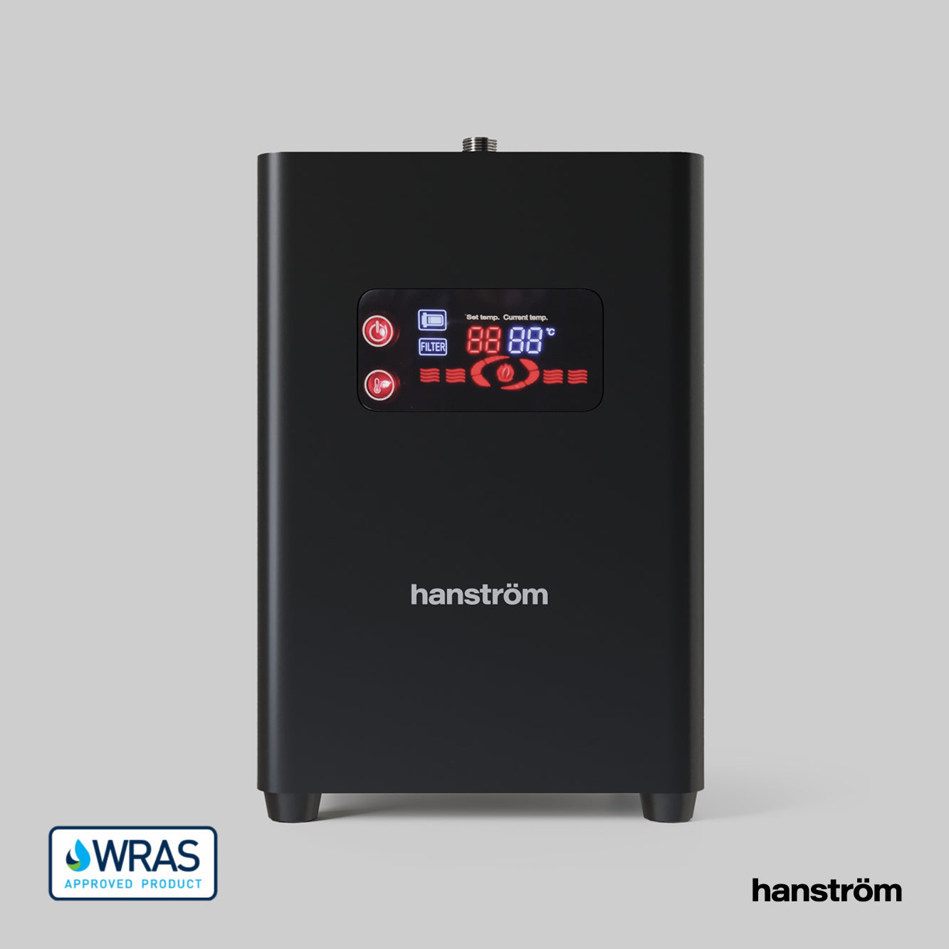 a black digital boiling water tap tank