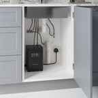 black hot water filter & tank under the sink