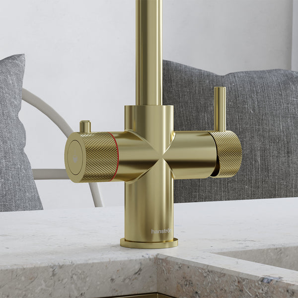 Hanstrom 3-in-1 Square Touch Boiling Tap - Brushed Brass