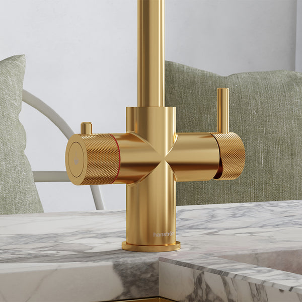 Hanstrom 3-in-1 Square Touch Boiling Tap - Brushed Gold