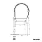 side measurement illustration of flexible instant boiling tap
