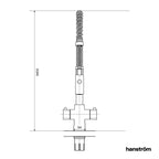 front measurement illustration of flexible instant boiling tap