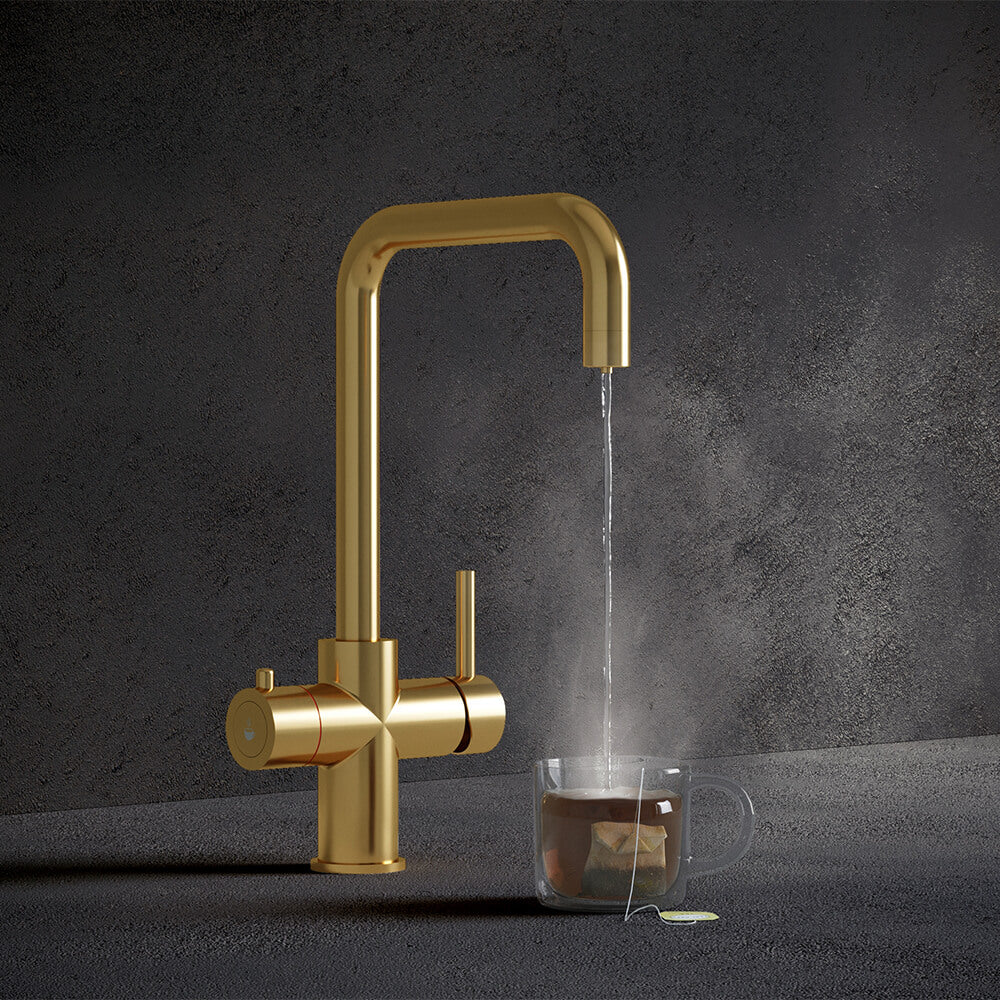 Verana 3-in-1 Square Instant Boiling Water Tap - Brushed Antique Gold